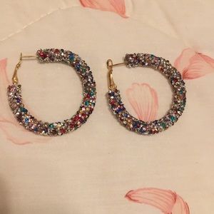 Silver Muti Color Hoops
